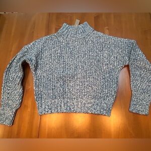 J. Crew, NWT, Blue/White Marled Mock T-Neck Winter Sweater. Medium